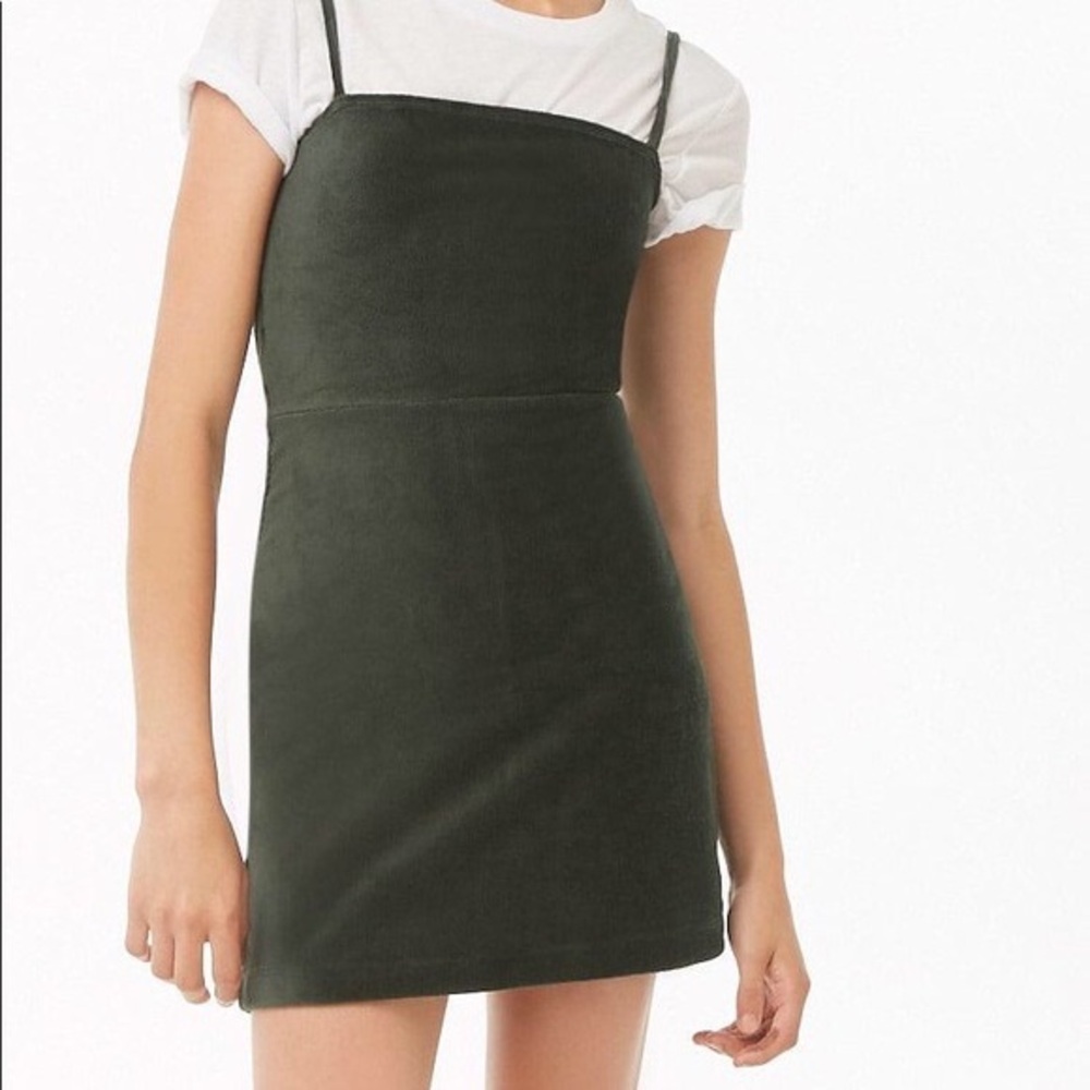 Forever 21 Green Mini BodyCon Corduroy Women's Dress Excellent Condition